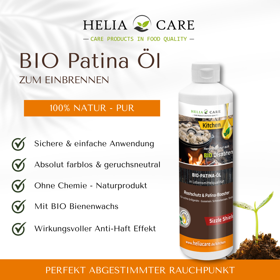 HeliaCARE® BIO-Einbrenn- & Patina-Öl „SIZZLE SHIELD“
