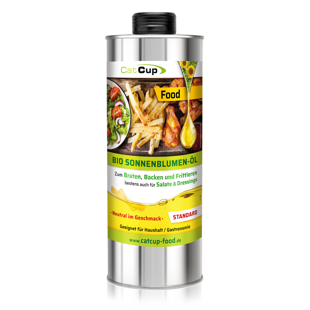 CatCup BIO Brat & Salat Öl (High Oleic), 100% Sonnenblumen Kerne (Standard)