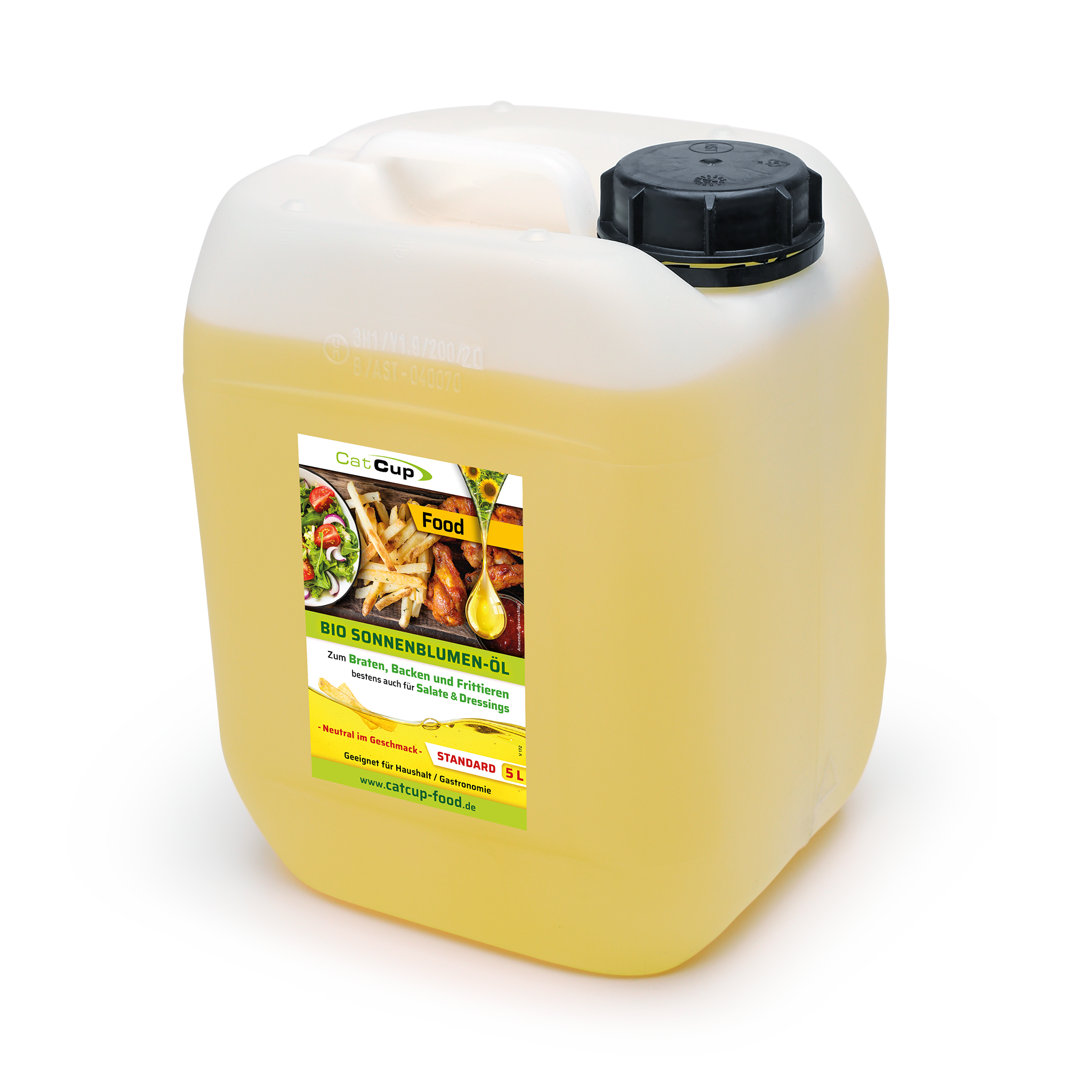 CatCup BIO Brat & Salat Öl (High Oleic), 100% Sonnenblumen Kerne (Standard)